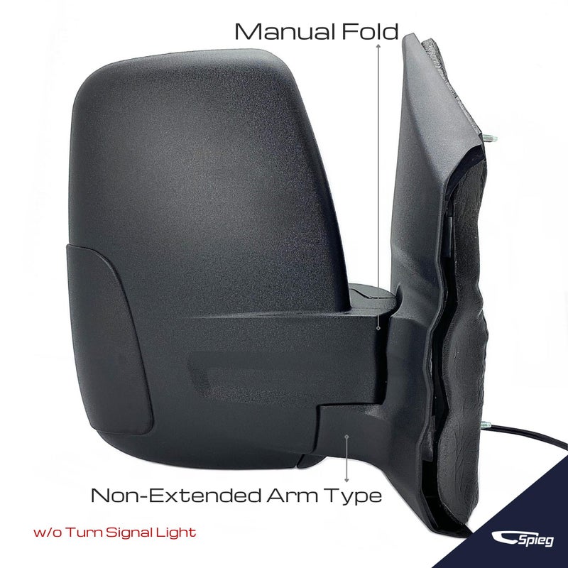Spieg Passenger Side Mirror for 2015-2019 Ford Transit 150 250 350 HD Cargo Van | Right Side View Mirror Assembly with Power Adjustment Non-Heated Glass Short Arm | Textured Black 6 Pins FO1321600 - Image 3